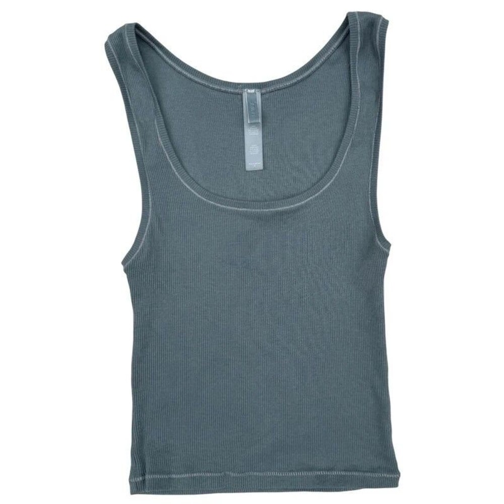 SKIMS Cotton Rib Tank Kyanite Slate Green Minimalist Basic - S